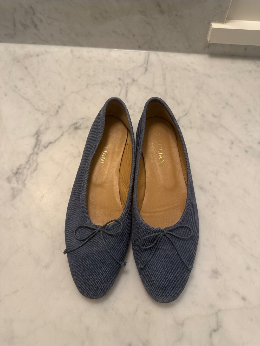 A. Soliani Como Dark Denim Ballet Flats – Size 38 - Picture 2 of 6